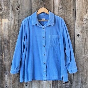 L.L. Bean Retro Sky Blue Wide Wale Corduroy Button Up Overshirt, 2X